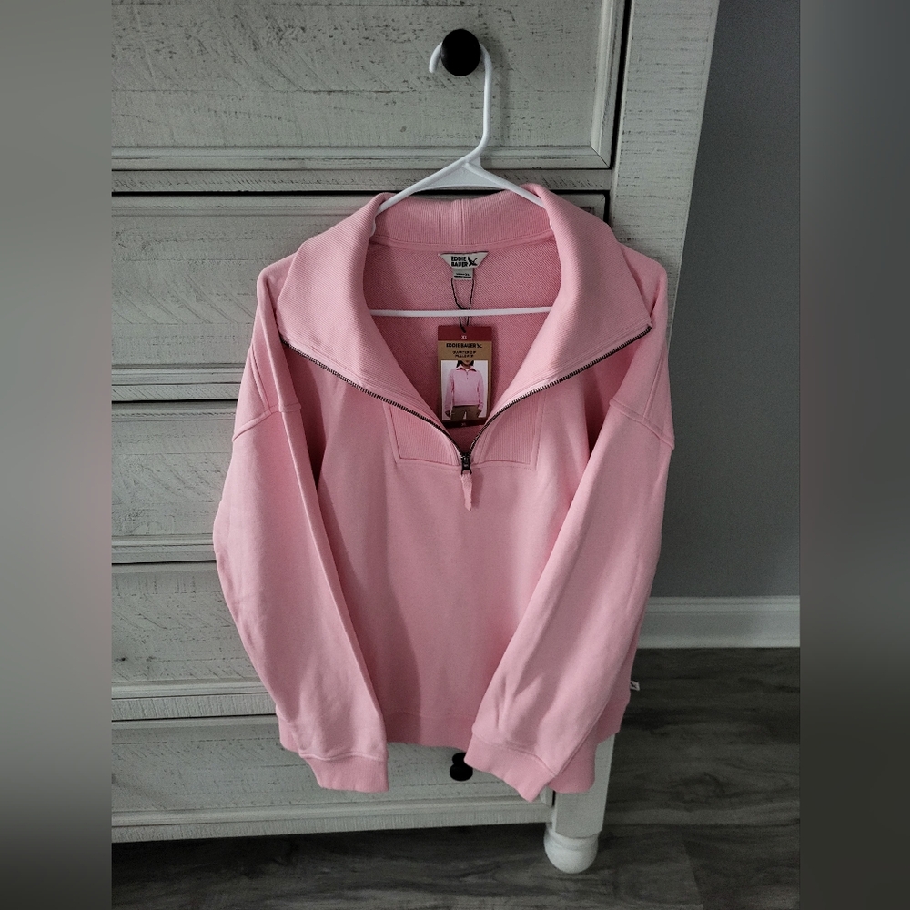 Eddie Bauer Pink Quarter-Zip Pullover Sweatshirt